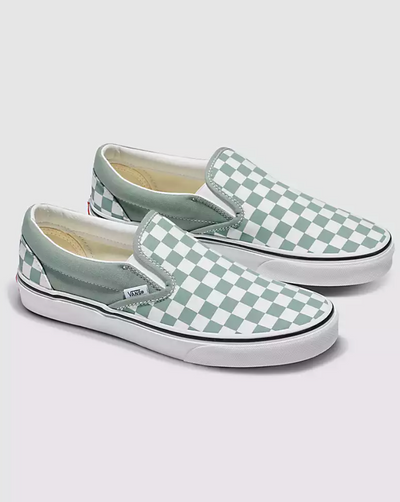 Classic Slip-On Color Theory Checkerboard- Iceberg Green