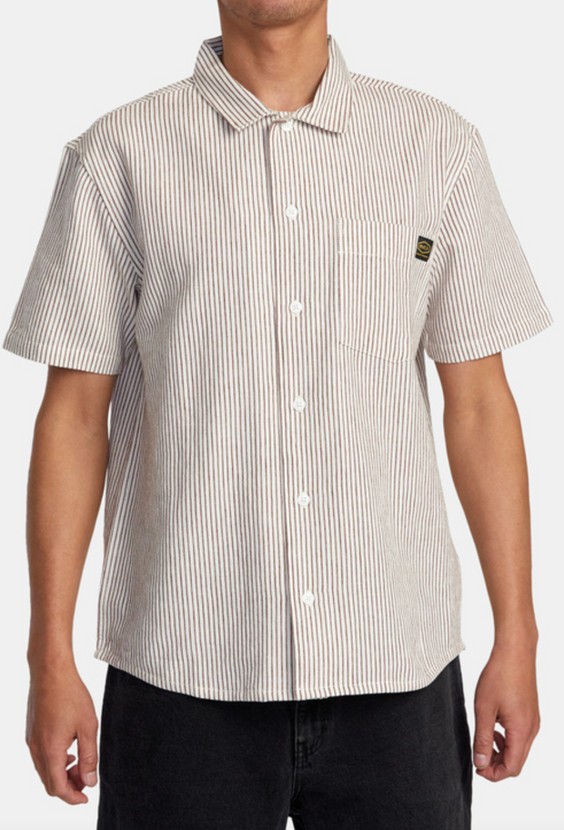 Dayshift Stripe II Short Sleeve Woven Shirt- Natural