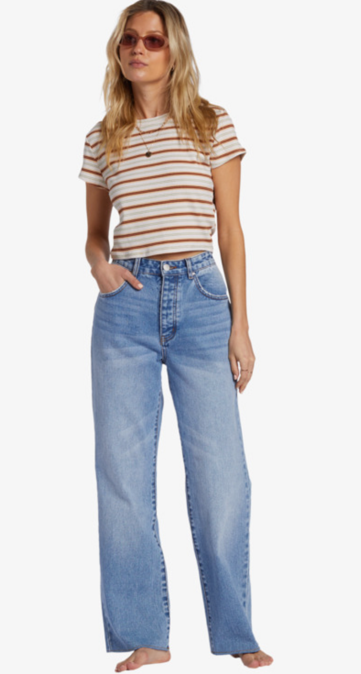 Rachel Low Waist Denim Pants- Medium Indigo Fade