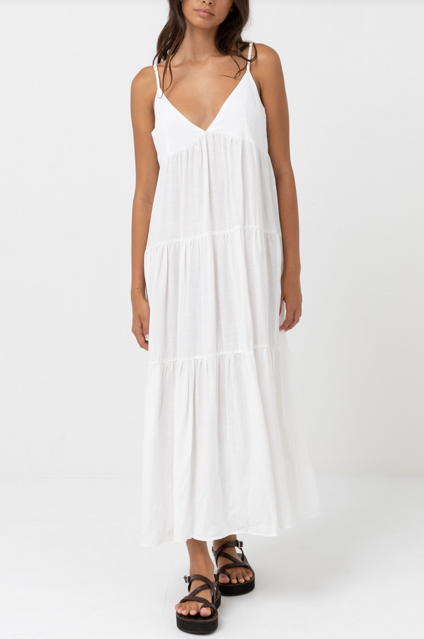 Classic Tiered Midi Dress- White