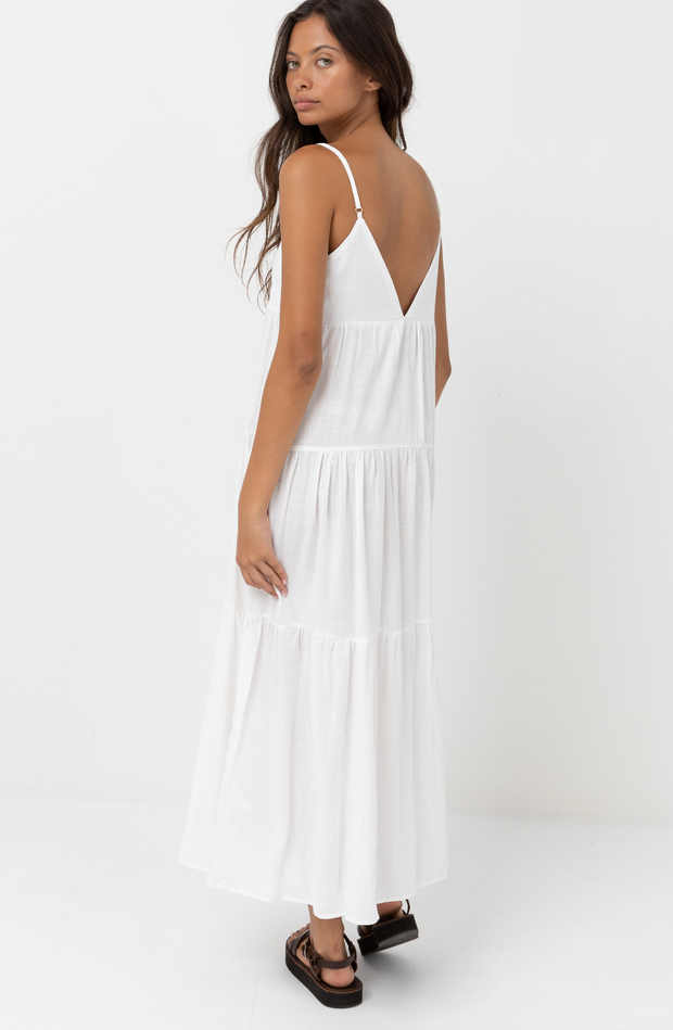 Classic Tiered Midi Dress- White