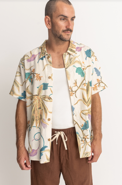 Oasis Short Sleeve Button Up- Natural