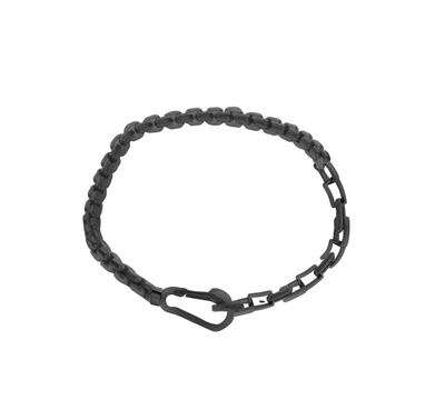 Men's Carabiner Clasp Chain Bracelet- Black