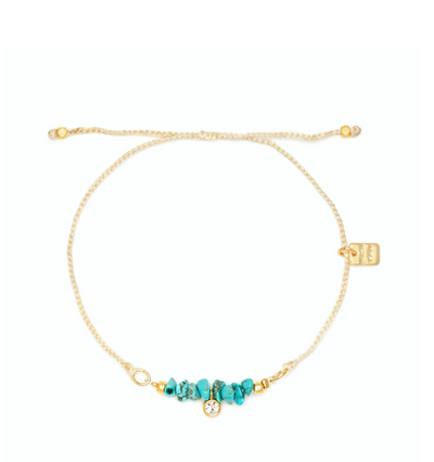 Dainty Turquoise Beaded Charm Bracelet