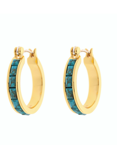 Turquoise Tile Hoop Earrings