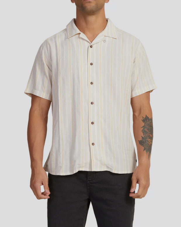 Beat Stripe Short Sleeve Shirt- Sand