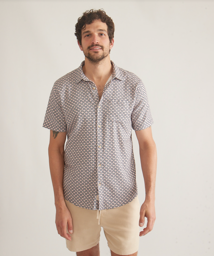 Classic Stretch Selvage Shirt- Japanese Wave Print