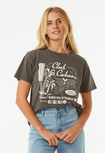 Club Cabana Relaxed Tee- Washed Black