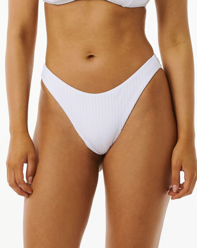Premium Surf High Leg Skimpy Coverage Bikini Bottoms- White