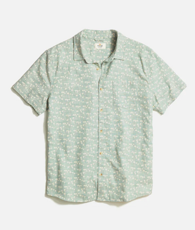 Stretch Selvage Short Sleeve Shirt- Green Palm Print