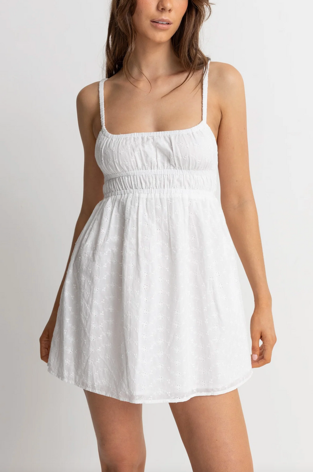 Fae Broderie Mini Dress- White