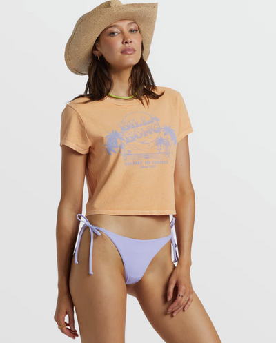 Hooked On Tropics Cropped T-Shirt- Tangy Peach