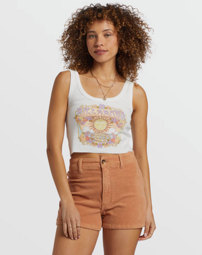 Ray Of Sunshine Cropped Tank Top- Salt Crystal