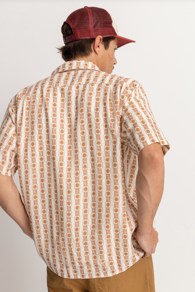 Tile Stripe Short Sleeve Shirt- Natural