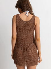 Maddie Knit Scoop Neck Mini Dress - Chocolate