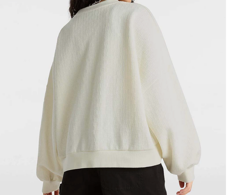 Sabine Loose Jacquard Crew Sweatshirt- Marshmallow