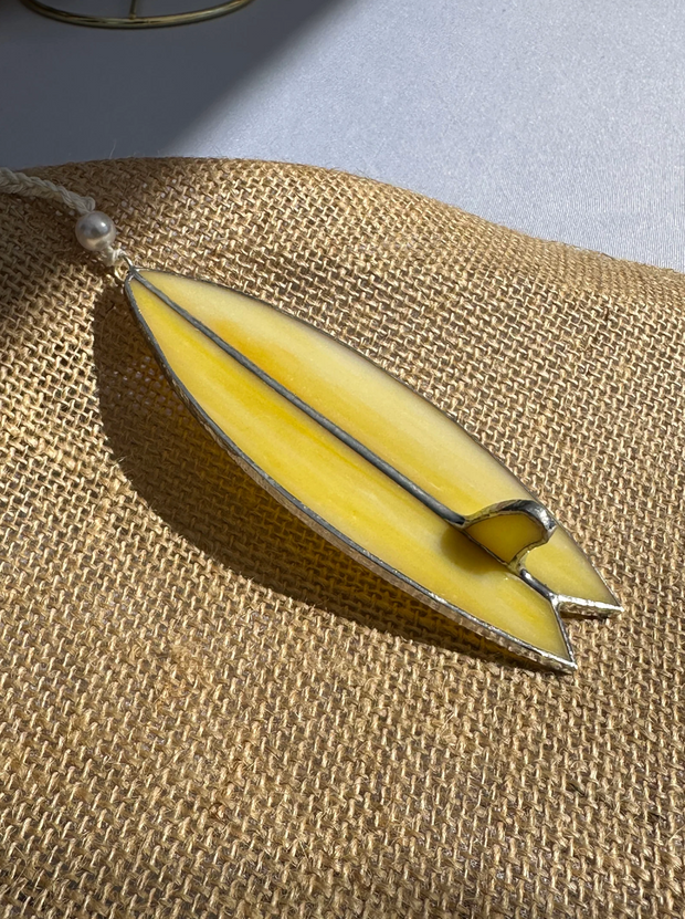 Lemon Drop Yellow Stained Glass Surfboard