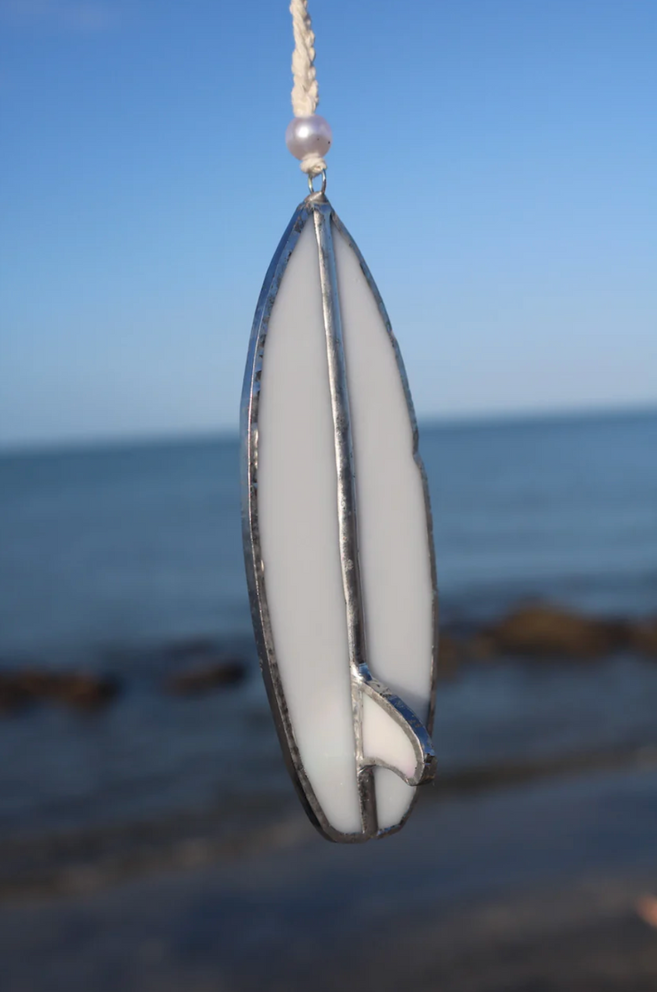 White Pearl Stained Glass Surfboard