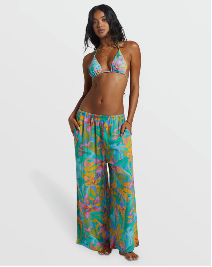 Sun Catcher Elastic Waist Printed Pants - Marina