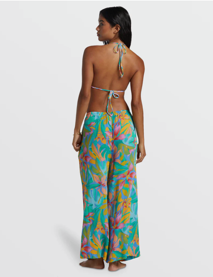 Sun Catcher Elastic Waist Printed Pants - Marina