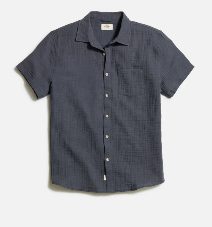 Crinkle Double Cloth Shirt- Indigo Ink