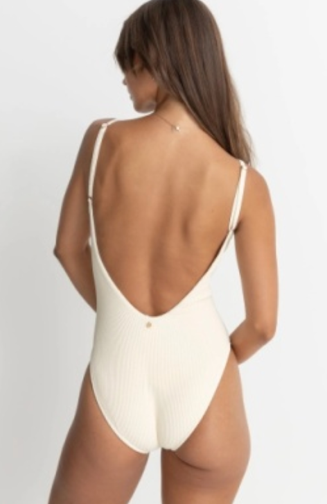 Essential Rib Minimal One Piece- Cream