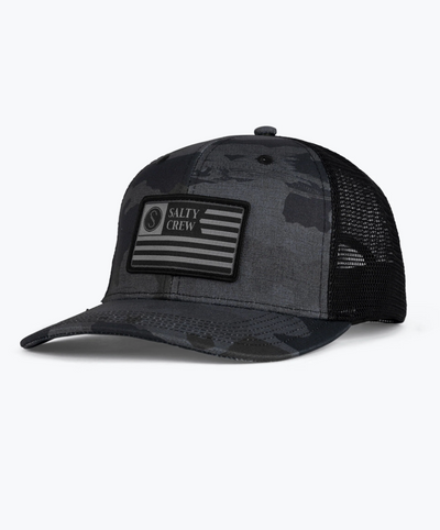 Patriot Retro Trucker Hat- Black/Camo