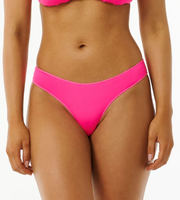 Classic Surf Bare Coverage Bikini Bottom- Hot Pink