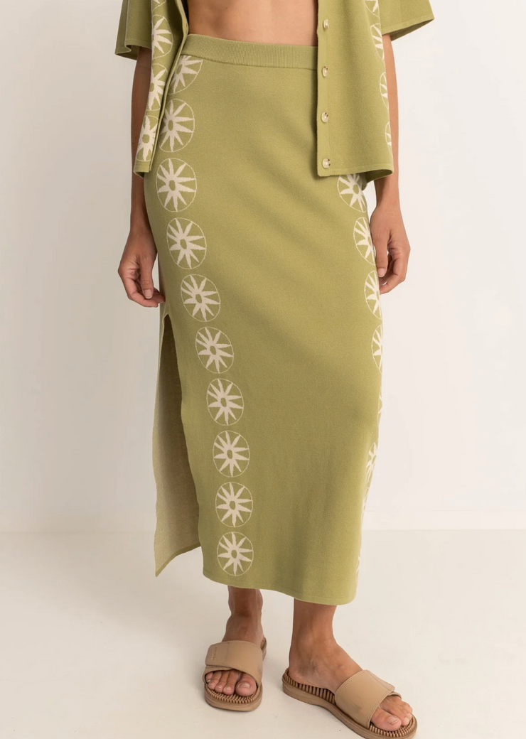 Horizon Knit Midi Skirt- Palm