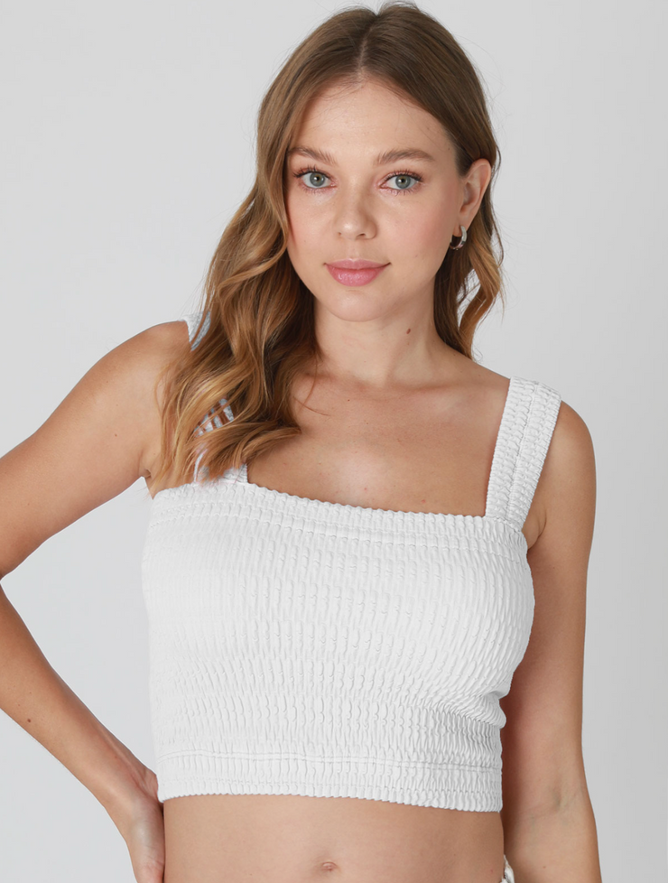 Shirred Square Neck Crop Top