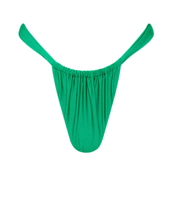 Ruched Thong Bikini Bottom - Jungle Jewel