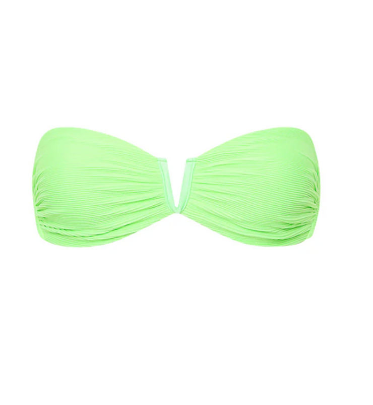 V Strapless Bandeau Bikini Top - Luau Lime Ribbed