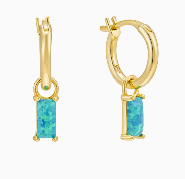 Blue Lagoon Opal Hoops