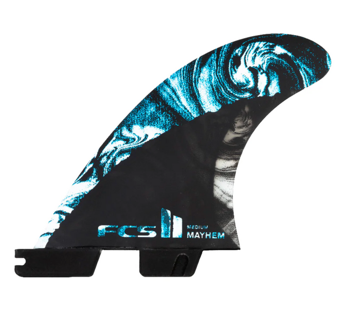 FCS II Matt Biolos PC Carbon Medium Tri Fins - Blue