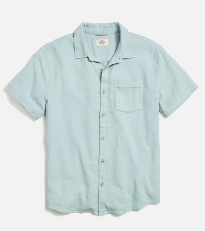 Stretch Selvage Short Sleeve Shirt - Pale Blue