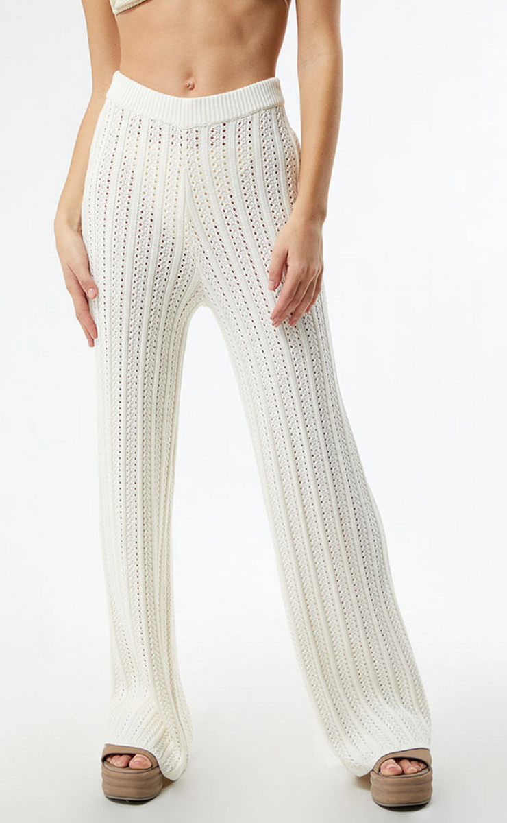 Charlize Wide Leg Knit Pants - White