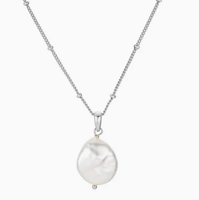 Plain Pearl Necklace - Silver