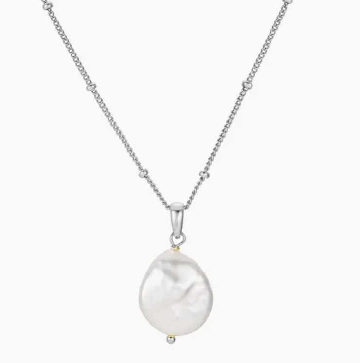 Plain Pearl Necklace - Silver