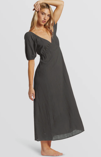 Love Fade Puff Sleeve Maxi Dress - Black Sands