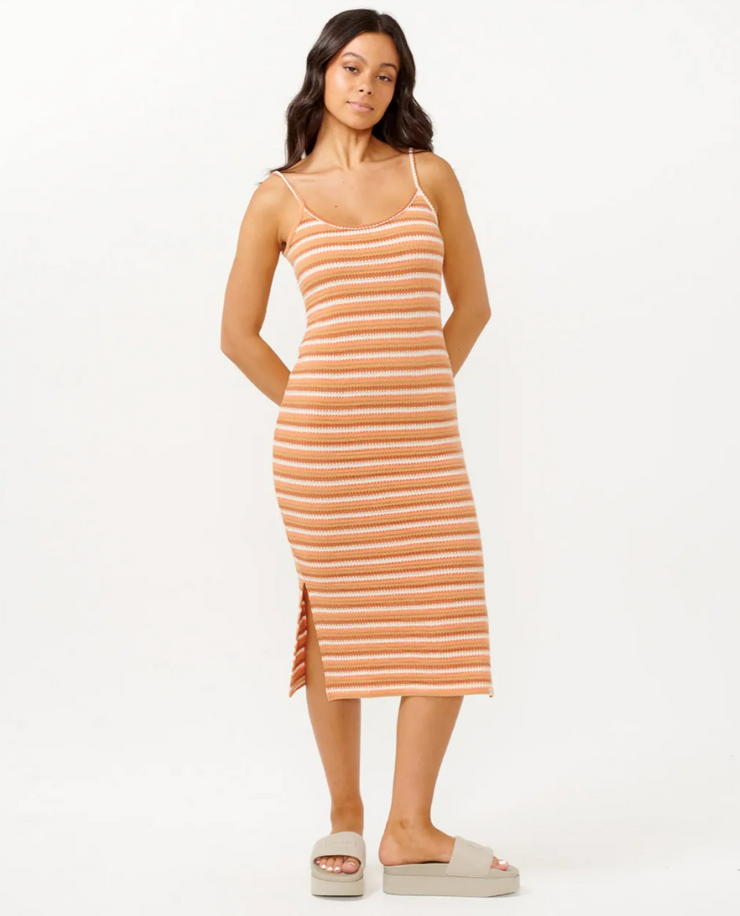 Bobbi Stripe Midi Dress - Tan