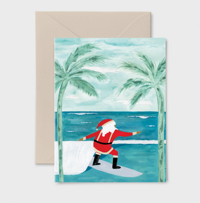 Surfing Santa - Greeting Card