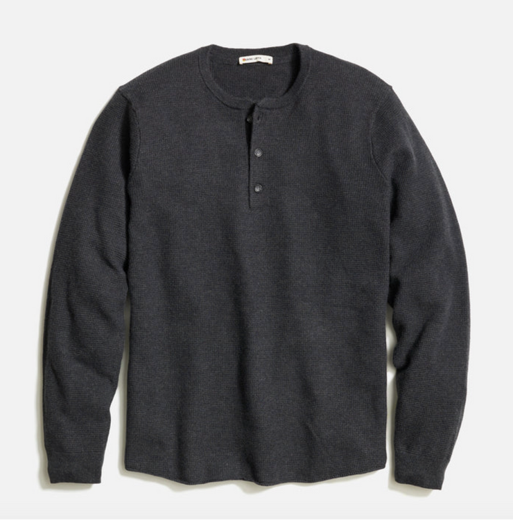 Merino Blend Sweater Henley - Black