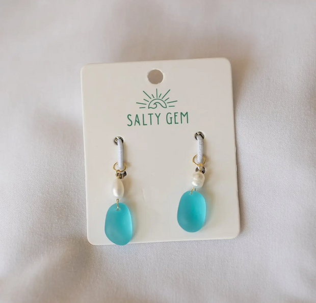 Sea Glass Charms - Seafoam/Gold