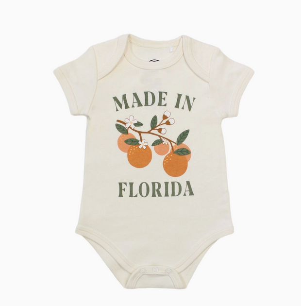 Made in Florida Oranges Cotton Onesie Florida Baby Gift