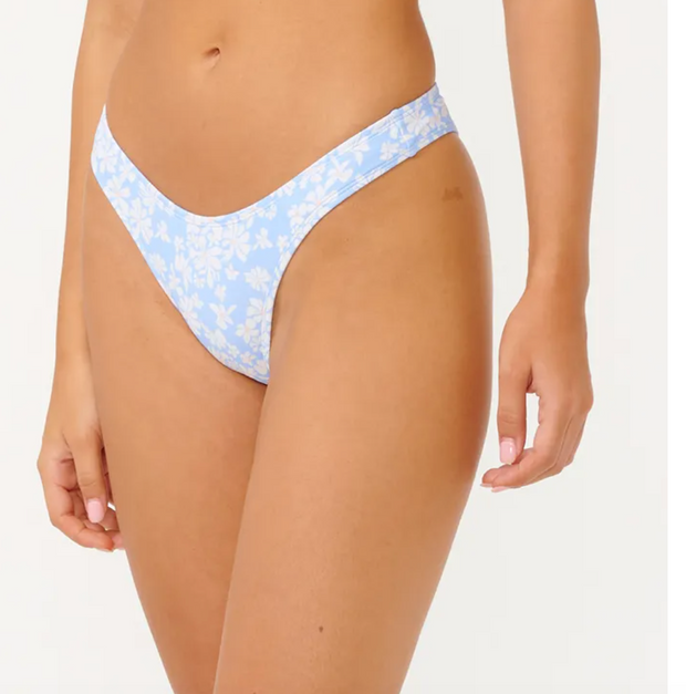 Classic Surf High Leg Skimpy Coverage Bikini Bottoms - Mid Blue