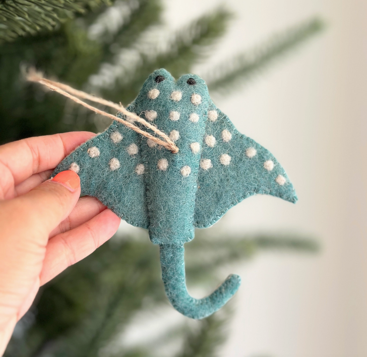 Felt Sea Creature Ornament - Blue Stingray