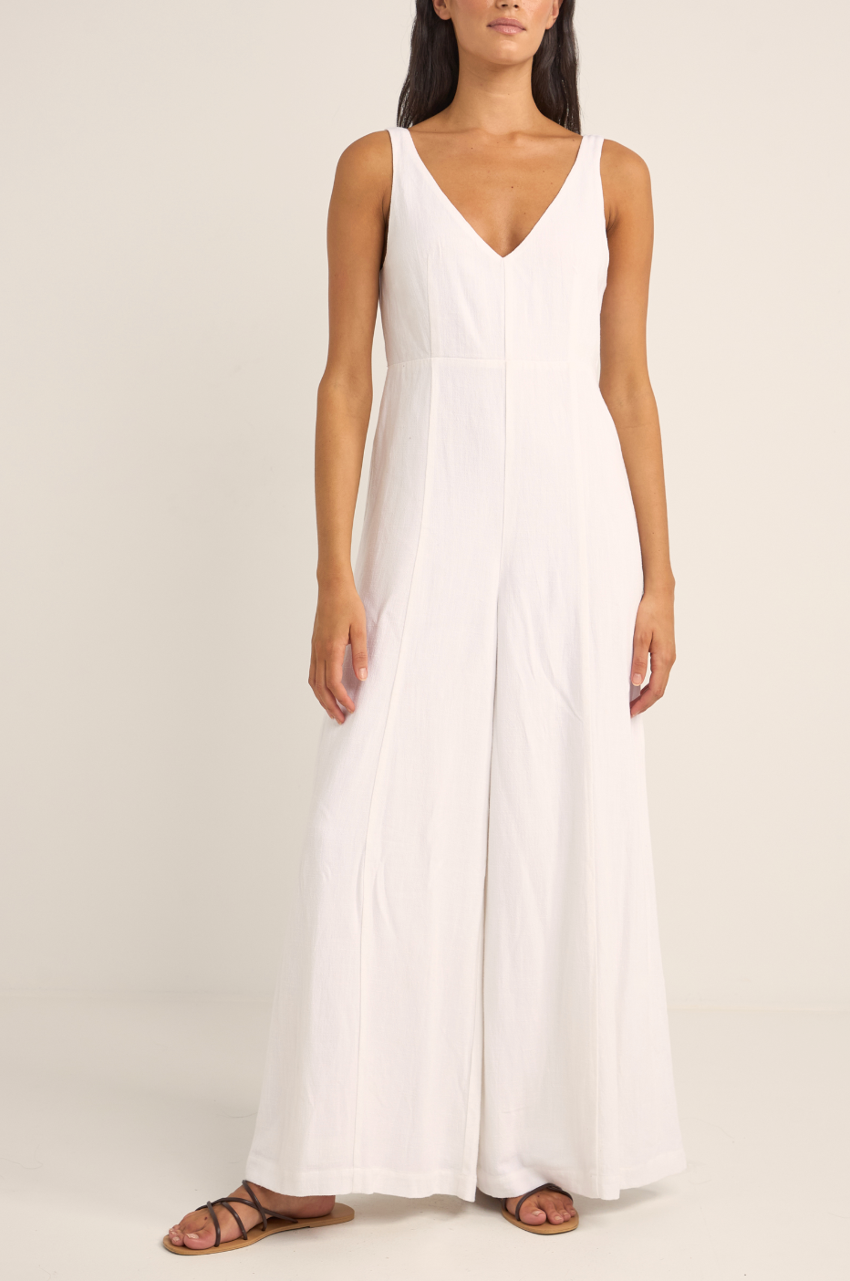 No Doubt White Plunge Neck Wide Leg Jumpsuit – Club L London