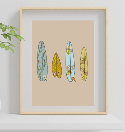 Surfboard Quiver Print (floral) 8x10