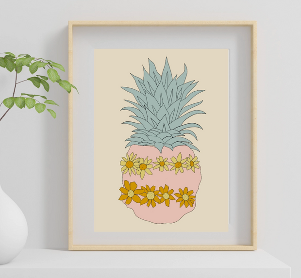 Floral Pineapple Print 8x10