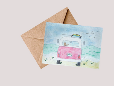 Pink Surf Van Card